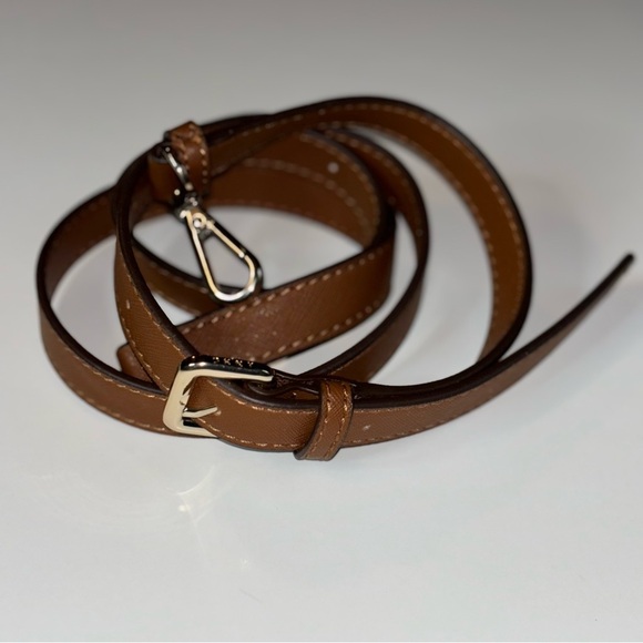 DKNY Brown Saffiano Leather Replacement Adjustable Crossbody Strap - Picture 3 of 5